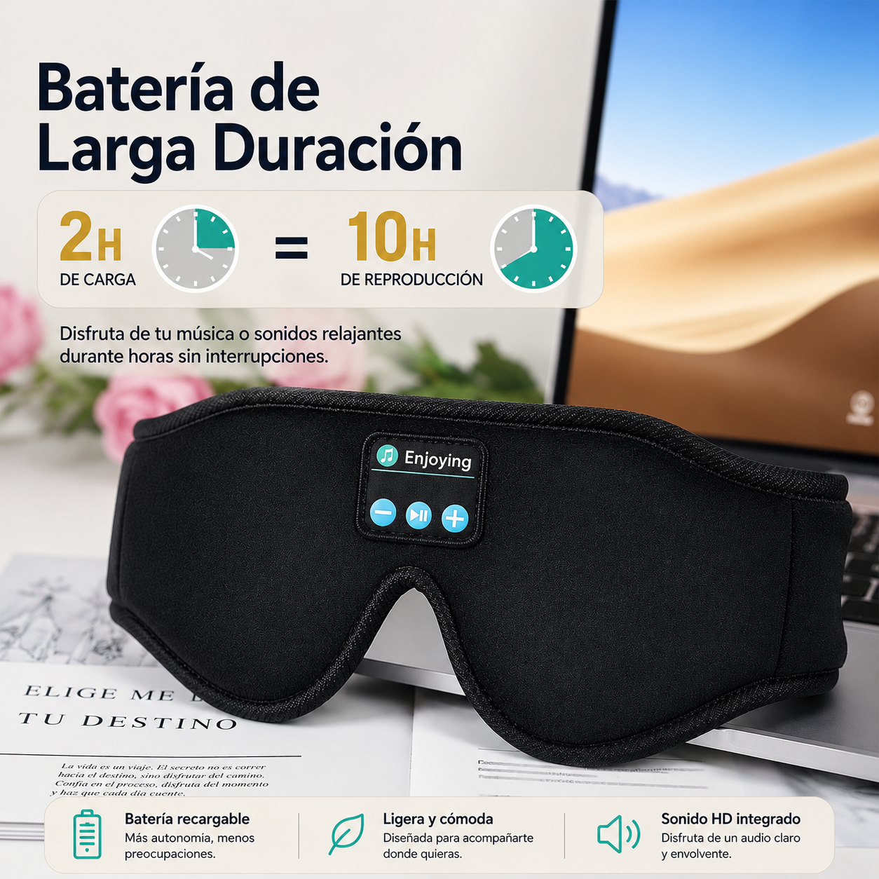 Máscara de Descanso con Bluetooth y Sonido HD
